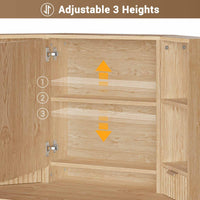 Sikaic Makeup Vanity Corner Makeup Vanity Set with Upholstered Storage Stool Natural Oak Natural / Engineered Wood / Modern