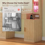 Sikaic Makeup Vanity Fluted Makeup Vanity with Charging Station and RGB Lights Oak Natural / Engineered Wood / Modern