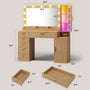 Sikaic Makeup Vanity Fluted Makeup Vanity with Charging Station and RGB Lights Oak Natural / Engineered Wood / Modern