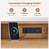 Sikaic Makeup Vanity Large Fluted Makeup Vanity with HD Triple Mirror and Lights Natural Oak Natural / Engineered Wood / Modern