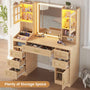 Sikaic Makeup Vanity LED Makeup Vanity with Mirror Charging Station Natural Oak Natural / Engineered Wood / Modern