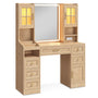 Sikaic Makeup Vanity LED Makeup Vanity with Mirror Charging Station Natural Oak Natural / Engineered Wood / Modern