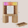 Sikaic Makeup Vanity Makeup Vanity with Sound Sync LED Lights and Glass Top Natural Oak Natural / Engineered Wood / Modern