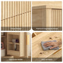 Sikaic Makeup Vanity Sikaic Fluted Vanity Desk with 3-Color LED Mirror and Charging Station Natural Natural / Engineered Wood / Modern