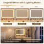 Sikaic Makeup Vanity Sikaic Fluted Vanity Desk with 3-Color LED Mirror and Charging Station Natural Natural / Engineered Wood / Modern