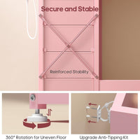 Sikaic Makeup Vanity Makeup Vanity with 11 Drawers and 6 Open Shelves Pink Pink / Engineered Wood / Modern