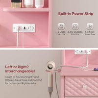 Sikaic Makeup Vanity Makeup Vanity with 11 Drawers and 6 Open Shelves Pink Pink / Engineered Wood / Modern