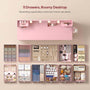 Sikaic Makeup Vanity Makeup Vanity with 11 Drawers and 6 Open Shelves Pink Pink / Engineered Wood / Modern