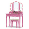 Sikaic Makeup Vanity Makeup Vanity Set with Lighted Mirror Cushioned Stool Pink Pink / Wood / Modern