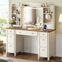 Sikaic Makeup Vanity Vanity Desk with LED Mirror 7 Drawers Charging Station White White / Engineered Wood / Farmhouse