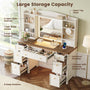 Sikaic Makeup Vanity Vanity Desk with LED Mirror 7 Drawers Charging Station White White / Engineered Wood / Farmhouse