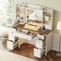 Sikaic Makeup Vanity Vanity Desk with LED Mirror 7 Drawers Charging Station White White / Engineered Wood / Farmhouse