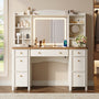 Sikaic Makeup Vanity Vanity Desk with LED Mirror 7 Drawers Charging Station White White / Engineered Wood / Farmhouse