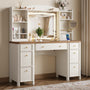Sikaic Makeup Vanity Vanity Desk with LED Mirror 7 Drawers Charging Station White White / Engineered Wood / Farmhouse
