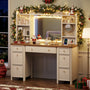 Sikaic Makeup Vanity Vanity Desk with LED Mirror 7 Drawers Charging Station White White / Engineered Wood / Farmhouse