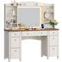 Sikaic Makeup Vanity Vanity Desk with LED Mirror 7 Drawers Charging Station White White / Engineered Wood / Farmhouse