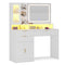 Sikaic Makeup Vanity 42.5 Inches Fluted Makeup Vanity with Touch Screen Mirror and Lights White White / Engineered Wood / Modern