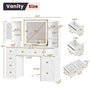 Sikaic Makeup Vanity 43.3 Inches LED Makeup Vanity White White / Engineered Wood / Modern