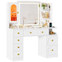 Sikaic Makeup Vanity 43.3 Inches LED Makeup Vanity White White / Engineered Wood / Modern