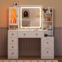Sikaic Makeup Vanity 43.3 Inches LED Makeup Vanity White White / Engineered Wood / Modern