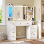 Sikaic Makeup Vanity 43.3 Inches LED Makeup Vanity White White / Engineered Wood / Modern