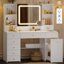 Sikaic Makeup Vanity 47.2 Inches Makeup Vanity with Pull-Out LED Mirror and Power Outlet White White / Engineered Wood / Modern