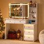 Sikaic Makeup Vanity 47" Large Modern Makeup Vanity Desk with 35" Mirror and Lights White White / Engineered Wood / Modern