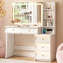 Sikaic Makeup Vanity 47" Large Modern Makeup Vanity Desk with 35" Mirror and Lights White White / Engineered Wood / Modern