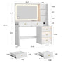 Sikaic Makeup Vanity 47" Large Modern Makeup Vanity Desk with 35" Mirror and Lights White White / Engineered Wood / Modern