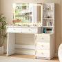 Sikaic Makeup Vanity 47" Large Modern Makeup Vanity Desk with 35" Mirror and Lights White White / Engineered Wood / Modern
