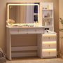 Sikaic Makeup Vanity 47" Large Modern Makeup Vanity Desk with 35" Mirror and Lights White White / Engineered Wood / Modern