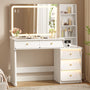 Sikaic Makeup Vanity 47" Large Modern Makeup Vanity Desk with 35" Mirror and Lights White White / Engineered Wood / Modern