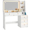 Sikaic Makeup Vanity 47" Large Modern Makeup Vanity Desk with 35" Mirror and Lights White White / Engineered Wood / Modern