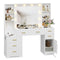 Sikaic Makeup Vanity 48.8 Inches LED Large Makeup Vanity with Mirror White White / Engineered Wood / Modern