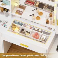 Sikaic Makeup Vanity 49.2 Inches LED Makeup Vanity White White / Engineered Wood / Modern