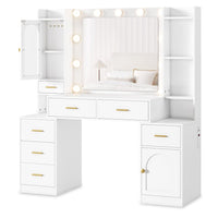 Sikaic Makeup Vanity 49.8 Inches LED Makeup Vanity White White / Engineered Wood / Modern