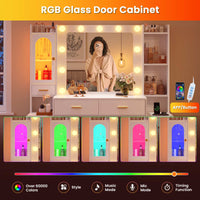 Sikaic Makeup Vanity 49.8 Inches LED Makeup Vanity White White / Engineered Wood / Modern