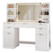 Sikaic Makeup Vanity 51.2 Inches Fluted Makeup Vanity with Mirror and Lights White White / Engineered Wood / Modern