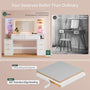 Sikaic Makeup Vanity 59.1 Inches Fluted Wood Makeup Vanity Desk with Mirror and Sound Sync LED Lights White White / Engineered Wood / Modern