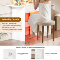 Sikaic Makeup Vanity Arched Makeup Vanity with LED Lighted Mirror and Charging Station White White / Engineered Wood / Modern