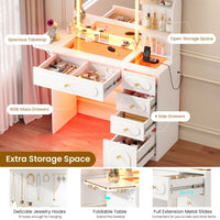 Sikaic Makeup Vanity Arched Makeup Vanity with LED Lighted Mirror and Charging Station White White / Engineered Wood / Modern