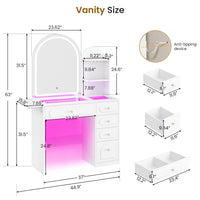 Sikaic Makeup Vanity Arched Makeup Vanity with LED Lighted Mirror and Charging Station White White / Engineered Wood / Modern
