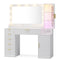 Sikaic Makeup Vanity Fluted Makeup Vanity with Charging Station and RGB Lights White White / Engineered Wood / Modern