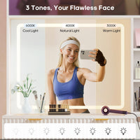 Sikaic Makeup Vanity Fluted Makeup Vanity with Sync Music LED Lights and Glass Top White White / Engineered Wood / Modern