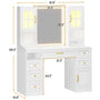 Sikaic Makeup Vanity LED Makeup Vanity with Charging Station White White / Engineered Wood / Modern