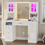 Sikaic Makeup Vanity LED Makeup Vanity with Charging Station White White / Engineered Wood / Modern