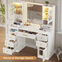 Sikaic Makeup Vanity LED Makeup Vanity with Charging Station White White / Engineered Wood / Modern