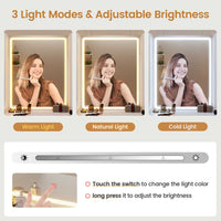 Sikaic Makeup Vanity LED Makeup Vanity with Charging Station White White / Engineered Wood / Modern