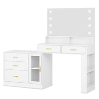 Sikaic Makeup Vanity LED Makeup Vanity with Mirror White White / Engineered Wood / Modern