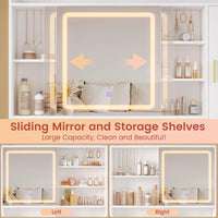 Sikaic Makeup Vanity Makeup Vanity Desk with Sliding LED Lighted Mirror White White / Engineered Wood / Modern